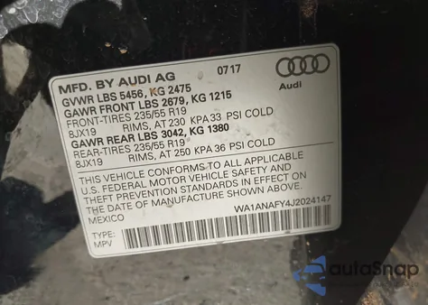 2018 Audi Q5 2.0T Premium/2.0T Tech Premium z USA, uszkodzony, nr VIN WA1ANAFY4J2024147